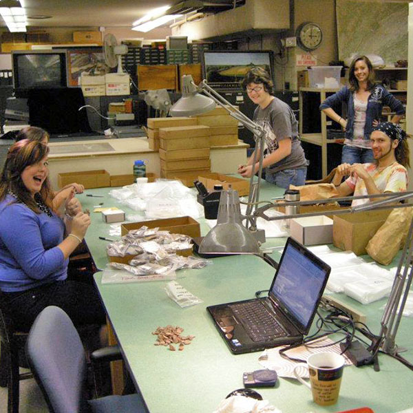 Students working in the Archaeology Lab