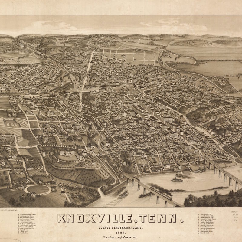 Bird's Eye View of the City of Knoxville map
