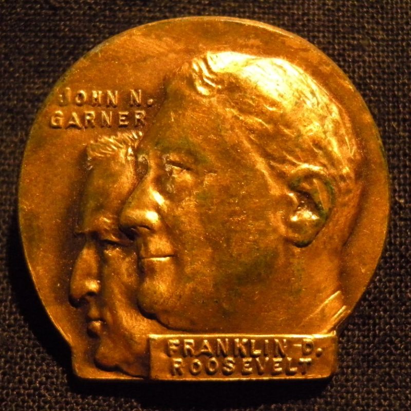 Franklin D. Roosevelt and VP John Garner on a political pin