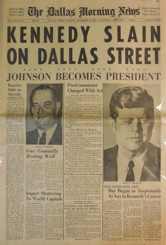 Newspaper from Kennedy’s Assassination McClung Museum of Natural