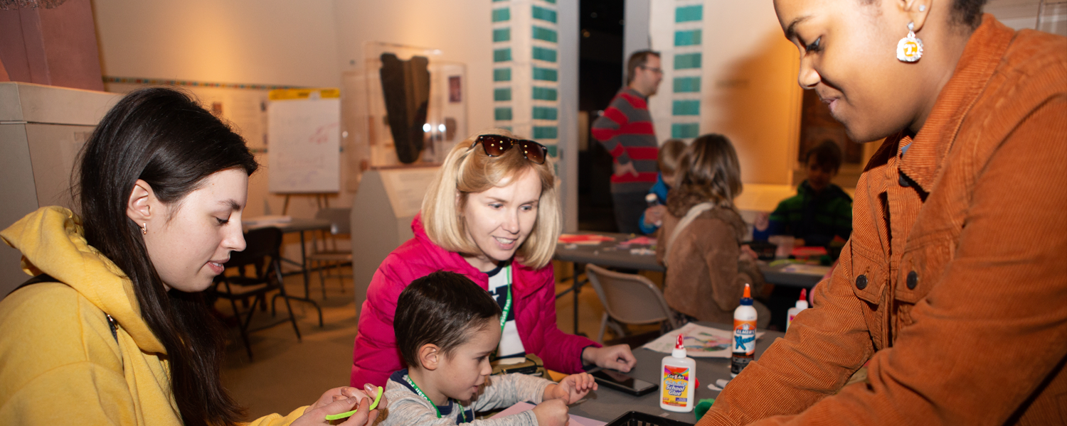 Families learn and craft in the Ancient Egypt Gallery