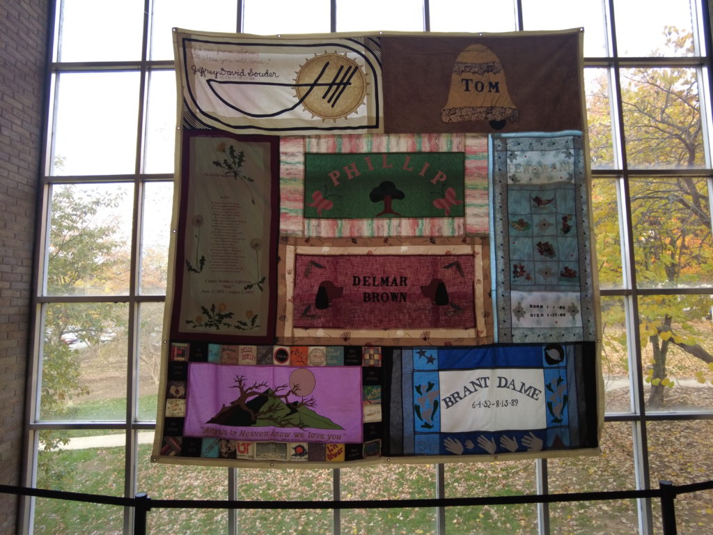 AIDS Quilt in a window