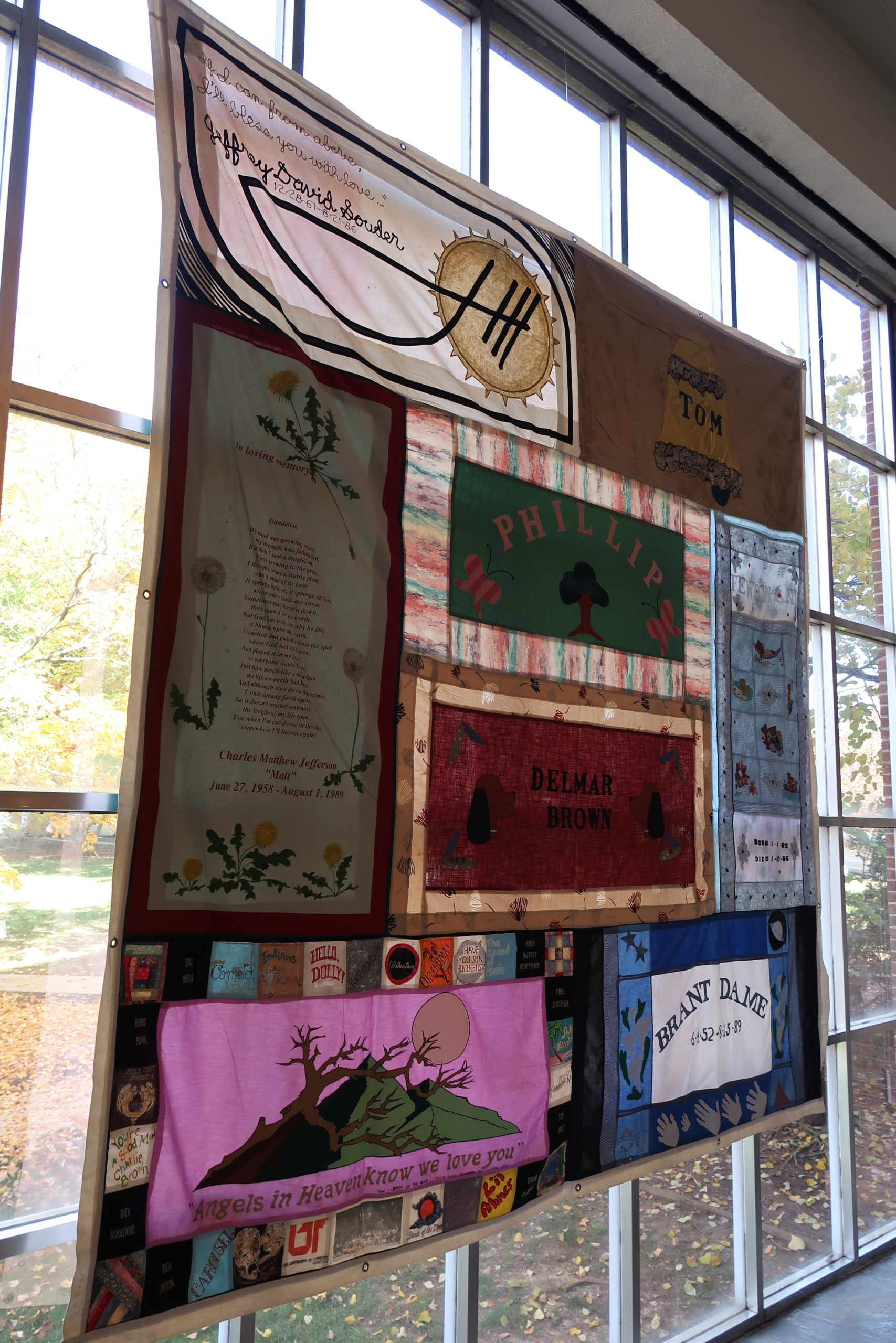 AIDS Quilt in a window