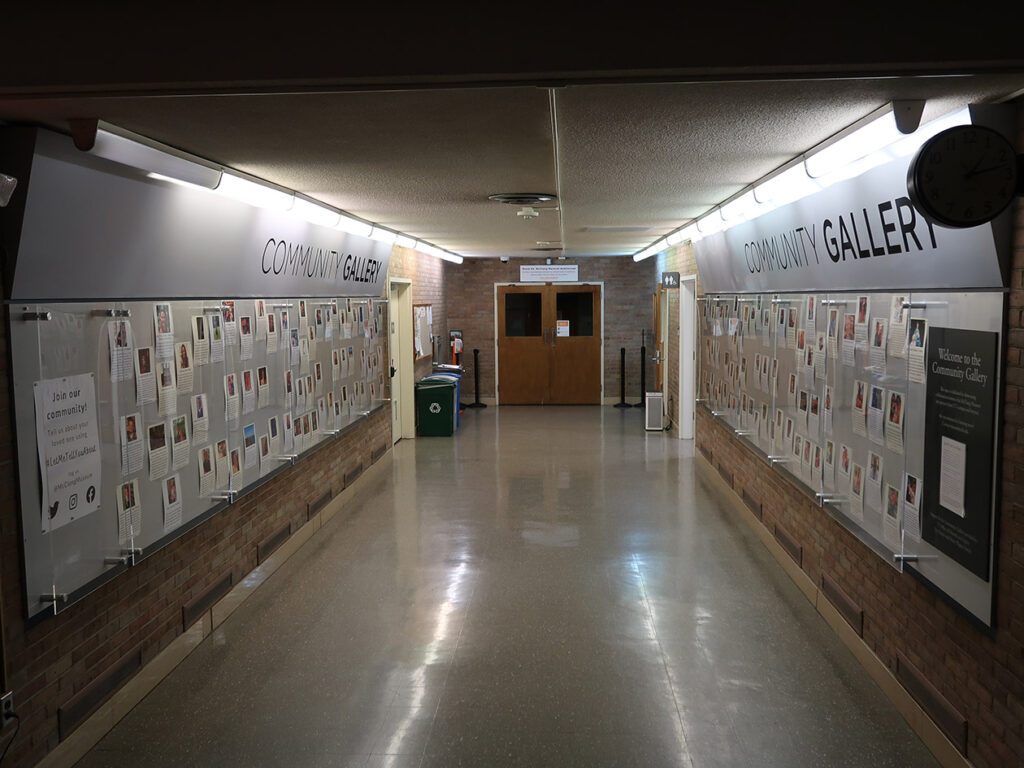 hallway lined with art