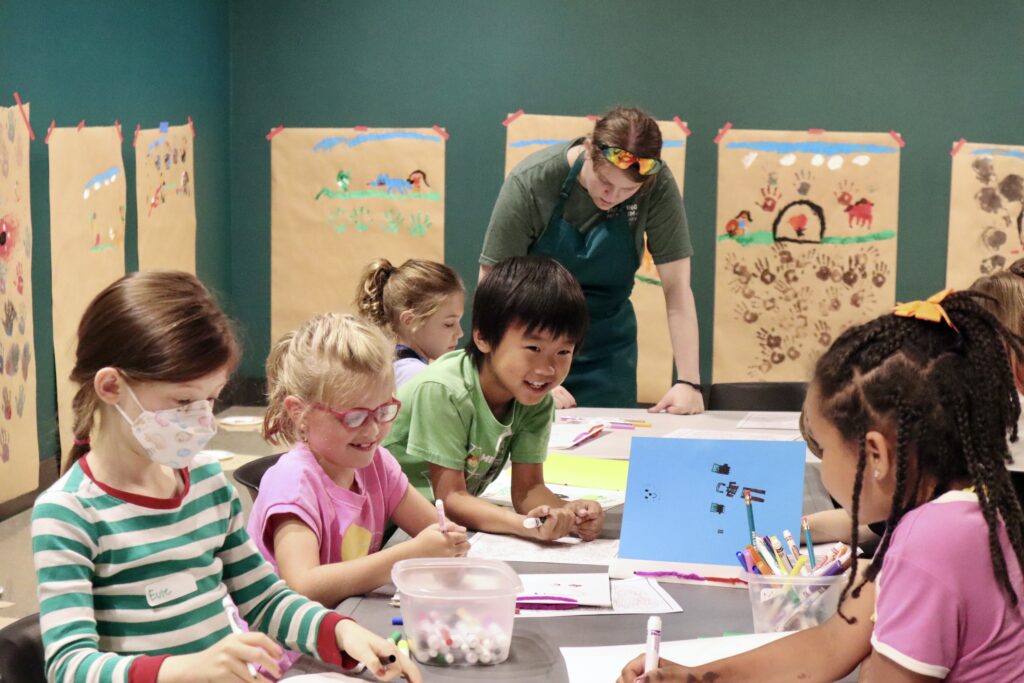 Children making art
