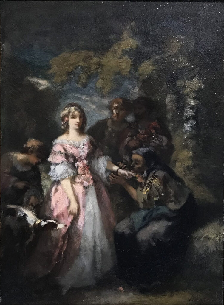 Young woman surrounded by people