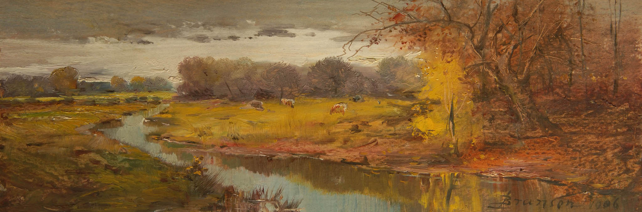 Pasture scene with cows and stream